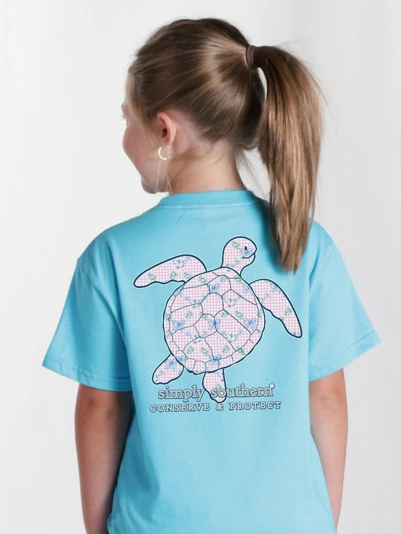 Simply Southern Youth TrackT5 Bows Tee - Lagoon