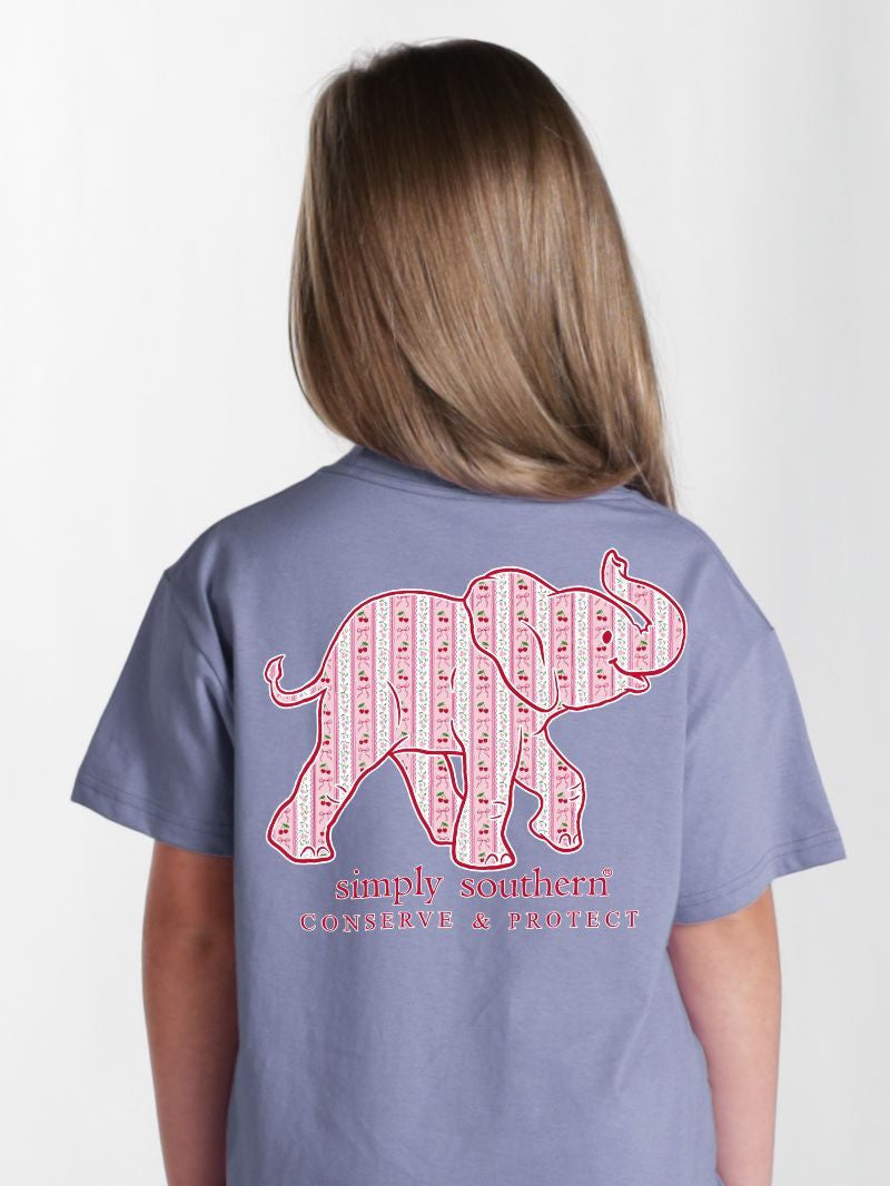 Simply Southern Youth Elephant Track 2 Tee - Cherry Denim