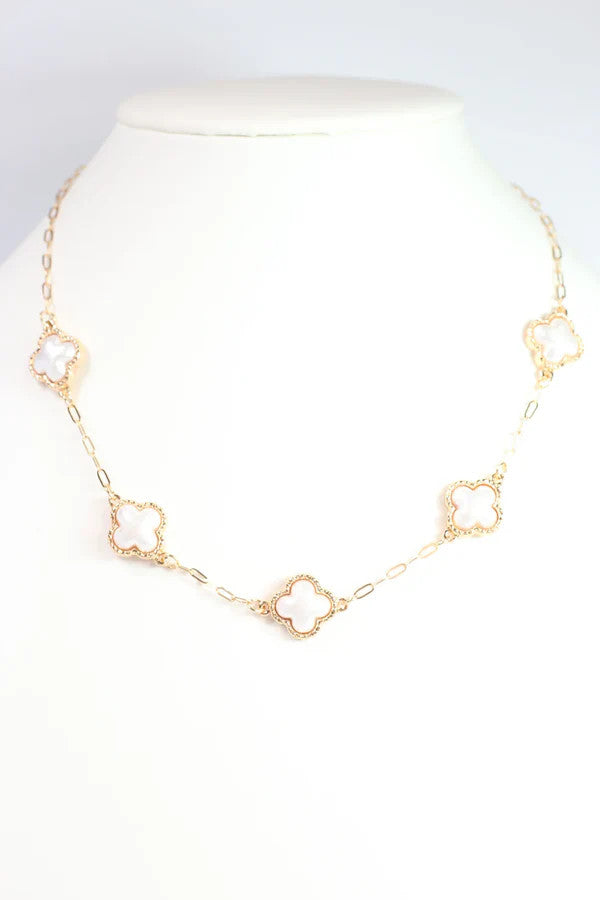 Caroline Hill Burgess Pearl Clover Necklace Gold