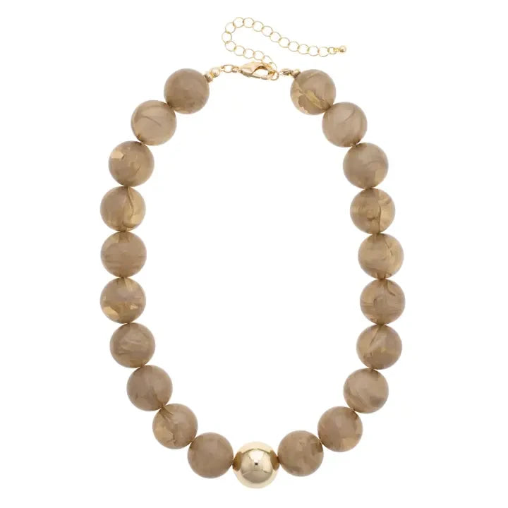 Canvas Marjorie Fall Beaded Necklace - Smokey Taupe