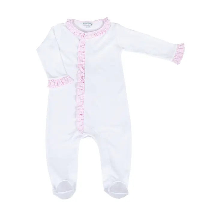 Magnolia Baby New Beginnings Pink Ruffle Front Footie