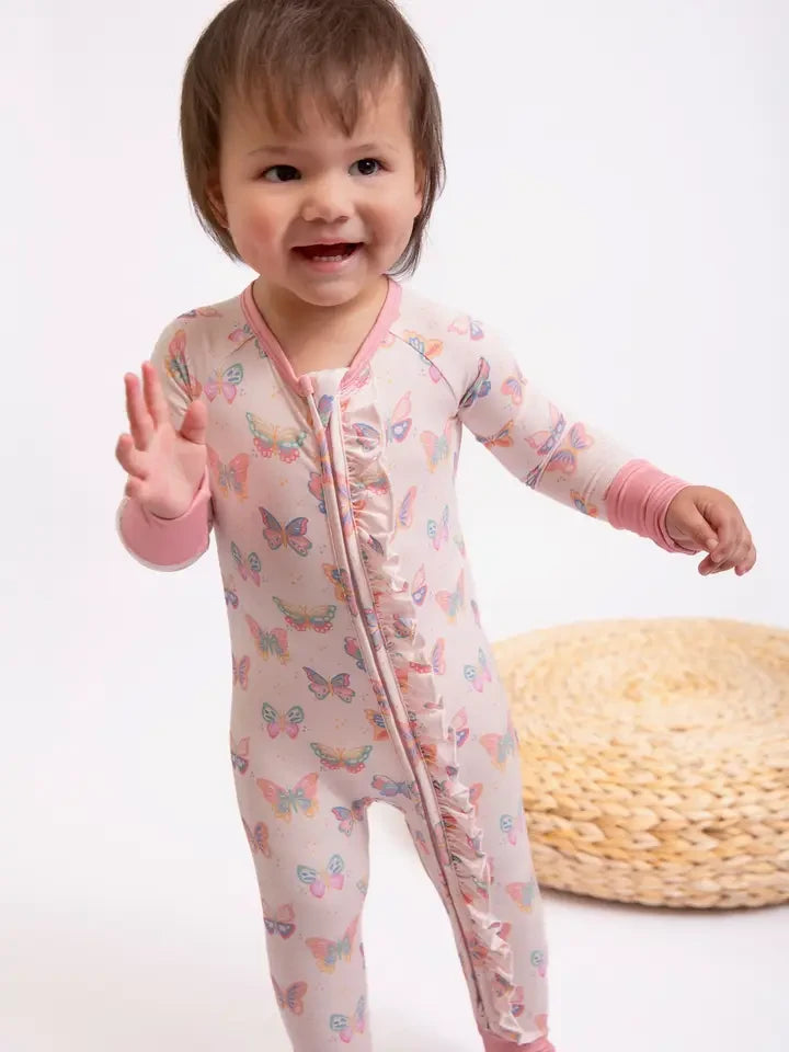 Goosies Infant Girls Butterfly Bliss - Convertible Zip PJs