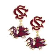 Canvas South Carolina Gamecocks Enamel Drop Earrings