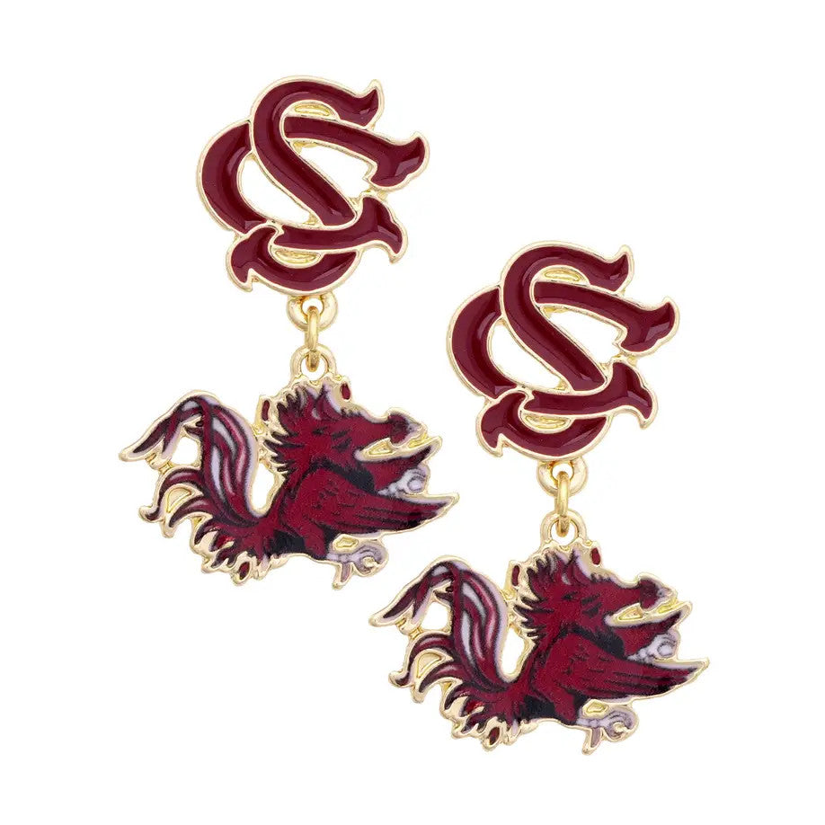 Canvas South Carolina Gamecocks Enamel Drop Earrings