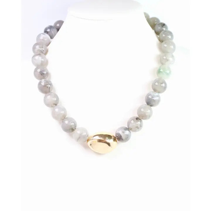 Caroline Hill Brooklyn Bold Stone Necklace Gray