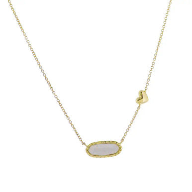 Jane Marie Kids 18k Gold Plated Heart Accent Necklace & White Pendant