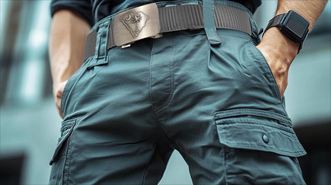 Zep-Pro South Carolina Palmetto Cut-To-Size Belt with Gunmetal Clamp Buckle - Gray
