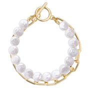 Canvas Coco Layered Pearl Toggle Bracelet - Shiny Gold
