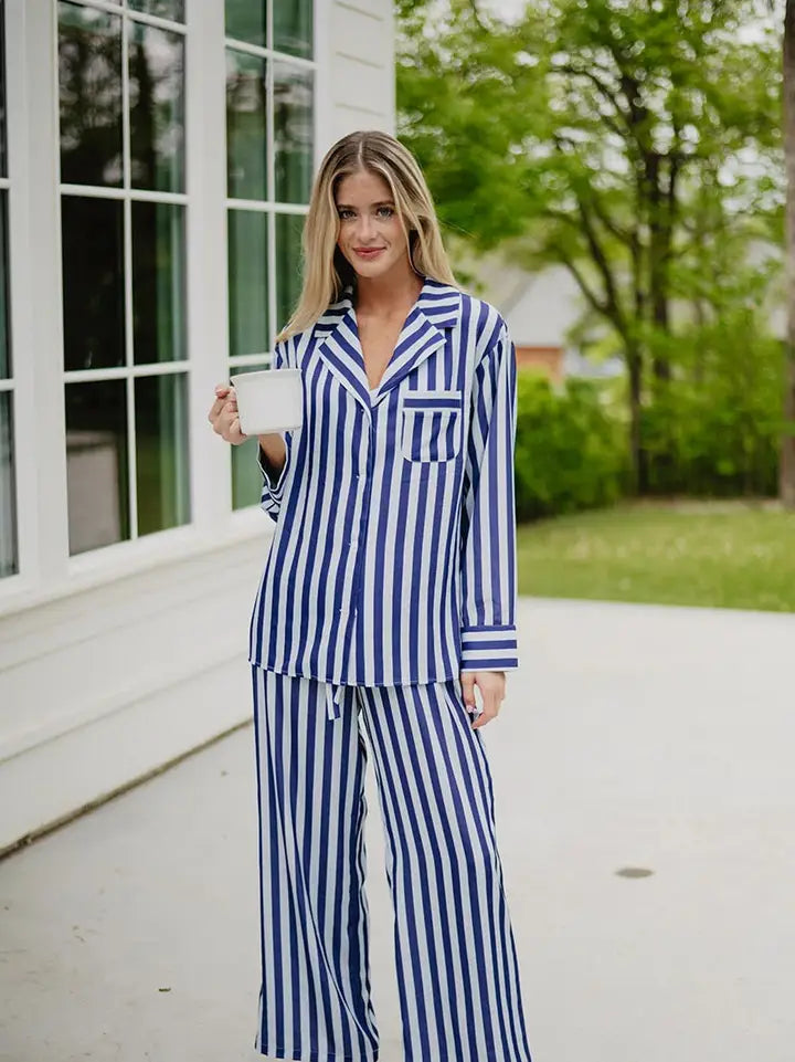 Katydid Women's Striped Satin Pjs