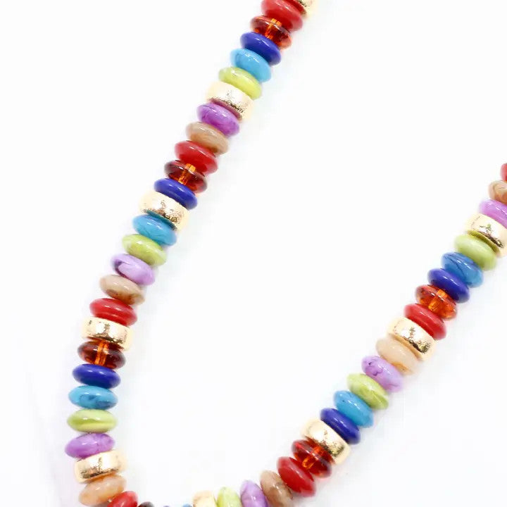 Caroline Hill Eye Candy Beaded Necklace Dark Multi
