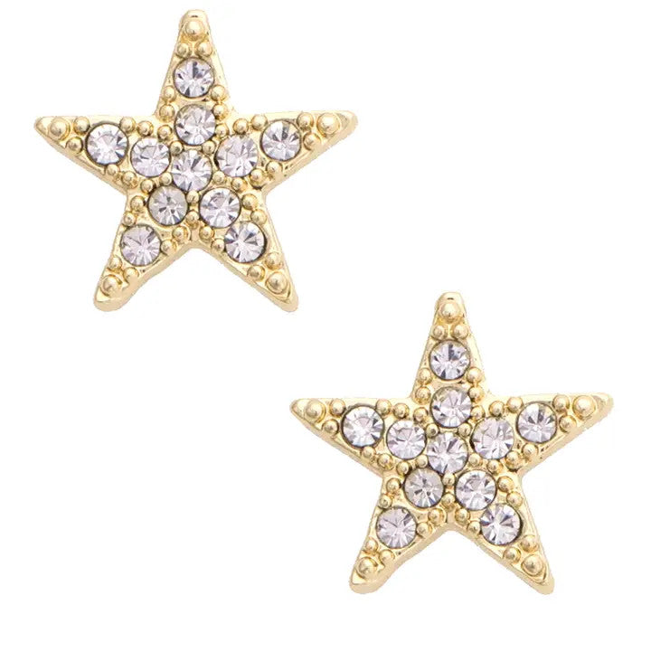 Canvas Pave Star Stud Earrings - Shiny Gold