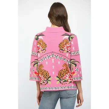 Fate Women's Pink Front Neck Tie Sweater