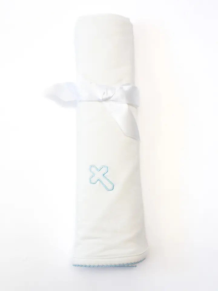Goosies Embroidered Blanket - Blue Cross
