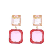 Jane Marie Pink & Light Pink Crystal Squares Earring