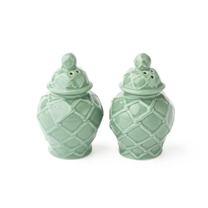 8 Oak Lane Green Textured Jar Salt & Pepper Shaker Set