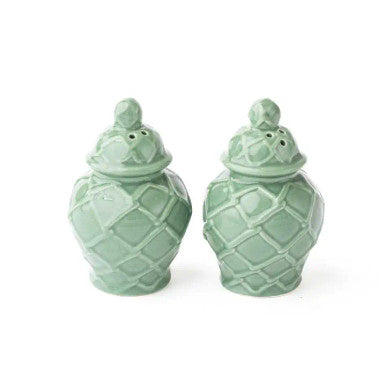 8 Oak Lane Green Textured Jar Salt & Pepper Shaker Set