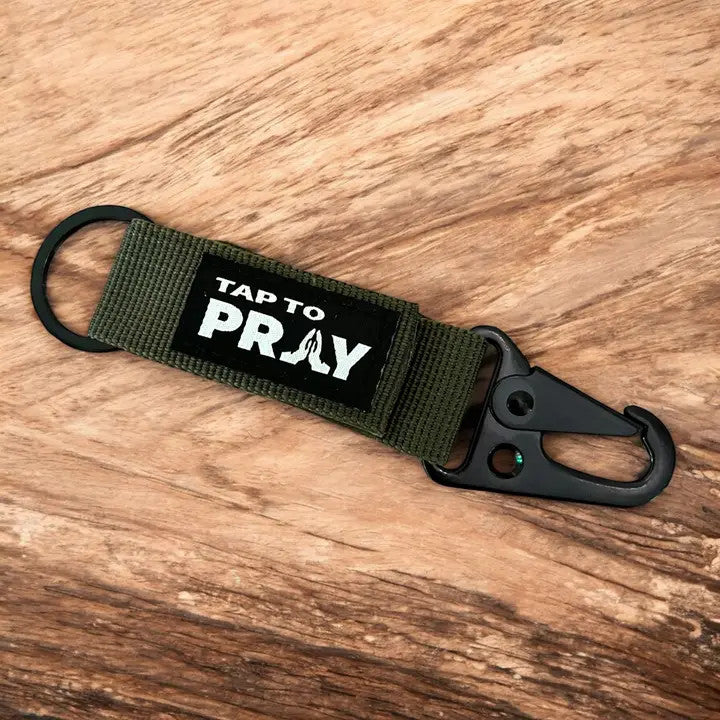 Tap To Pray Green Tactical Carabiner Keychain