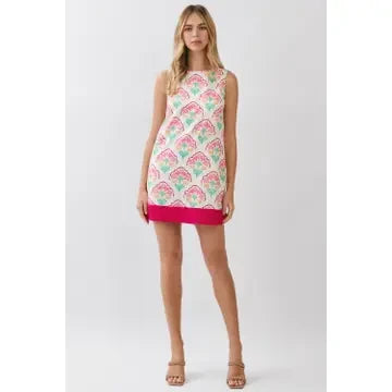 TCEC Women's Cream Floral Print Shift Dress