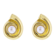 Jane Marie 18k Gold Plated Shell with Pearl Center Earring