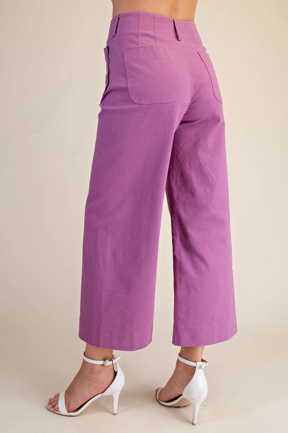 Glam Women's Colette Wide-Leg Scallop Pocket Pants - Lilac