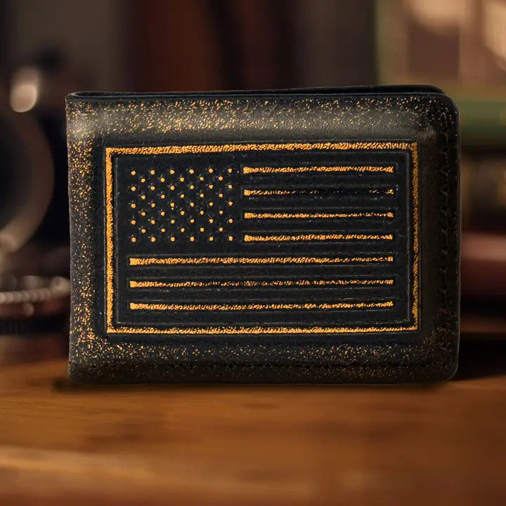 Zep-Pro American Flag Burnished Leather Money Clip