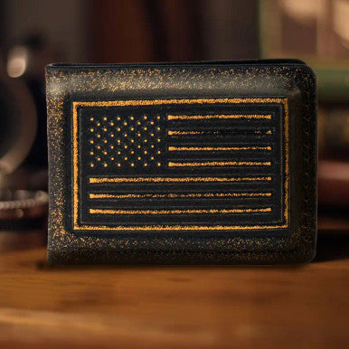 Zep-Pro American Flag Burnished Leather Money Clip