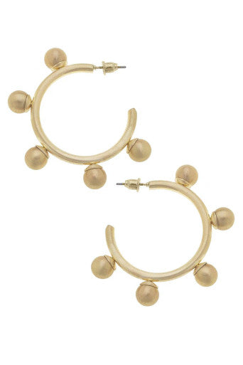 Canvas Allison Ball Bead Hoop Earrings - Satin Gold