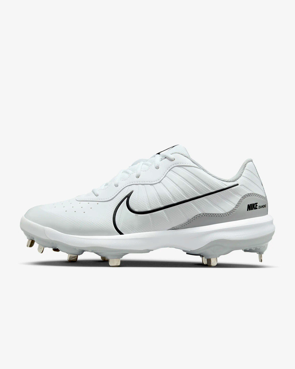 Nike Men's Alpha Huarache Varsity 4 Low Cleats - White/Wolf Grey/Pure Platinum/Black