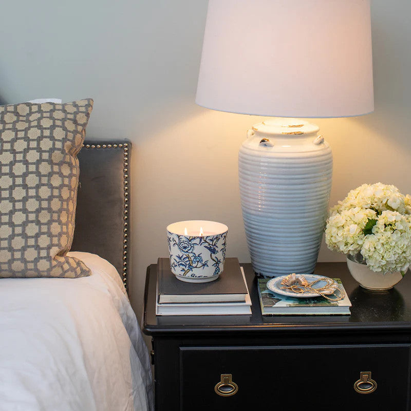 Greenleaf Patterned 3 Wick Candle - Classic Linen