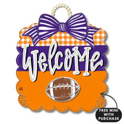 DK Designs Orange & Purple Football Scallop with Mini