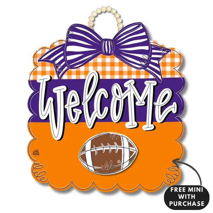 DK Designs Orange & Purple Football Scallop with Mini