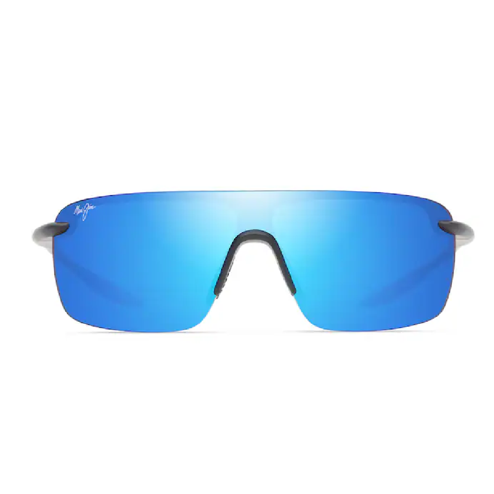 Maui Jim Palulu Polarized Shield Sunglasses - Matte Black with Blue Hawaii