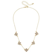 Canvas Natalie Pave Cross Necklace - Gold