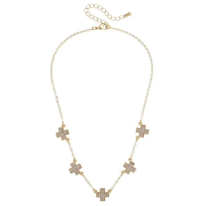 Canvas Natalie Pave Cross Necklace - Gold
