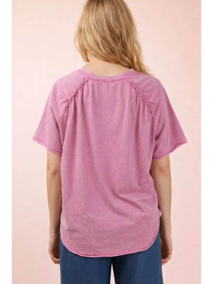 Very J Women's Mineral Washed Knit Top - Pink