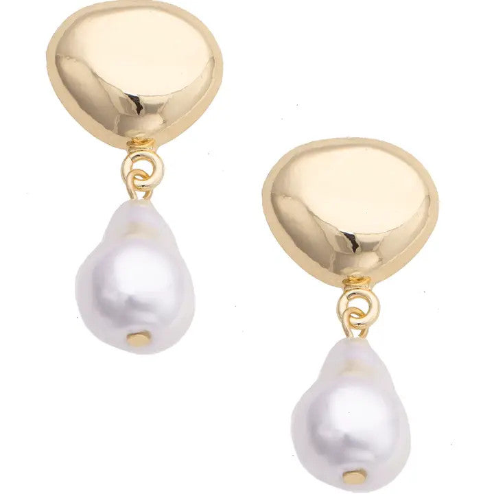 Canvas Ellison Organic Pearl Earrings - Shiny Gold