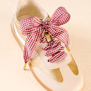 The Darling Effect Step It Up Shoelaces - Gingham Burgundy