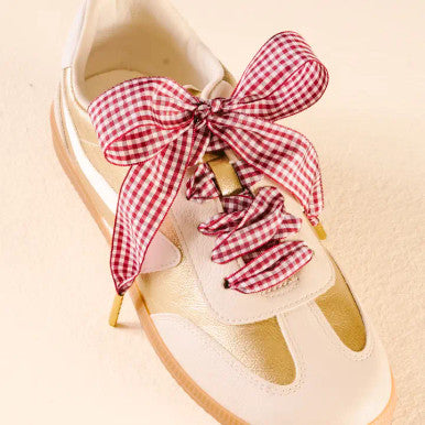 The Darling Effect Step It Up Shoelaces - Gingham Burgundy