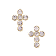 Canvas Elizabeth Pave Cross Stud Earrings - Shiny Gold