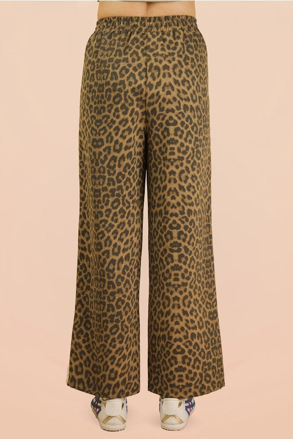 Very J Women's Leopard Printed Cotton Twill Pants
