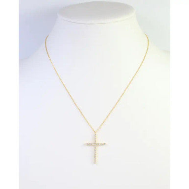 Caroline Hill Yazoo CZ Cross Necklace Gold