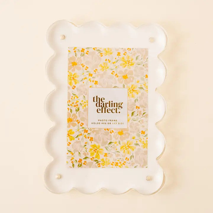 The Darling Effect Rectangle Scalloped Acrylic Frame-White