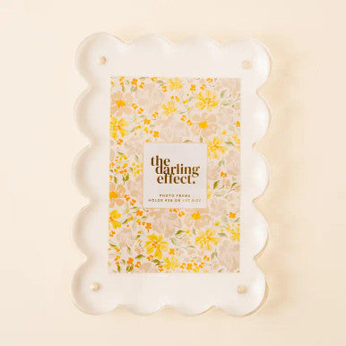 The Darling Effect Rectangle Scalloped Acrylic Frame-White