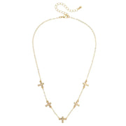 Canvas Sarah Tiny Cross Charm Necklace - Shiny Gold