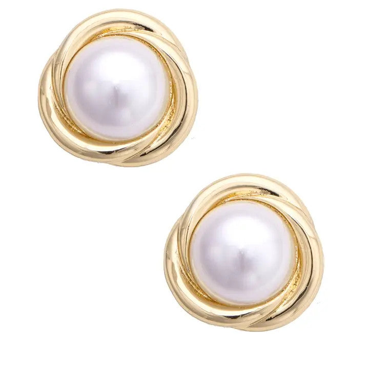 Canvas Perkins Vintage Pearl Stud Earrings - Ivory