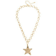 Canvas Elise Hammered Star Cable Chain Necklace - Shiny Gold