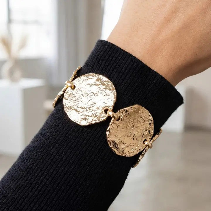 The Looks by Fame Large Textured Coins Chain Bracelet
