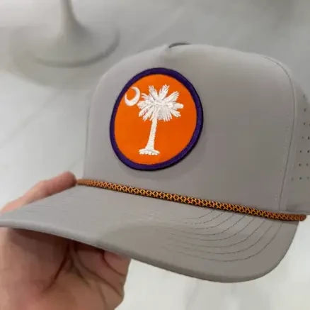 Happy By Rachel Grey Hat with Orange Palm/Moon Patch