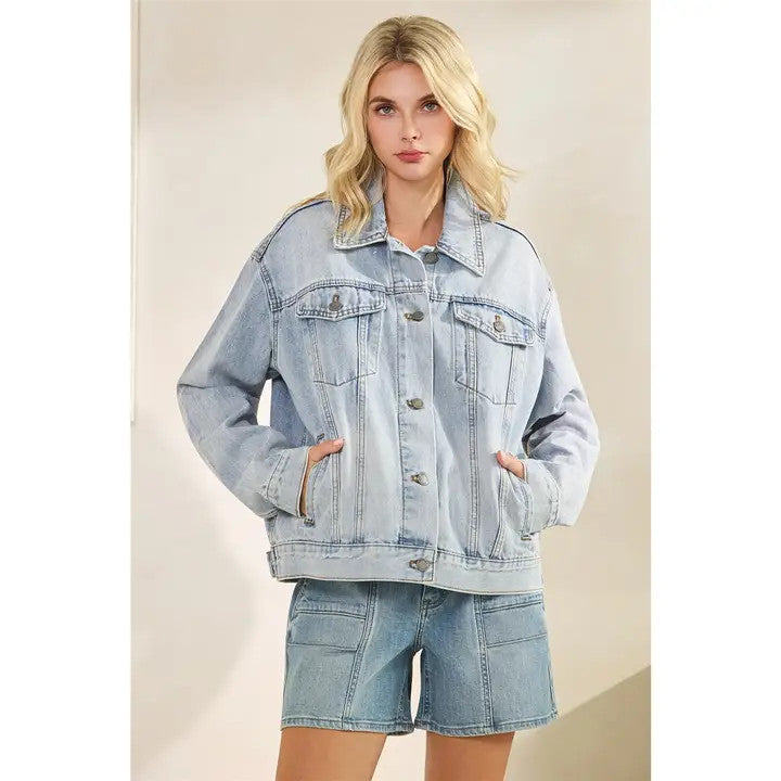 Vervet Classic Denim Jacket with Back Tiger Patch Print