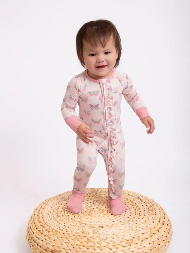 Goosies Infant Girls Butterfly Bliss - Convertible Zip PJs